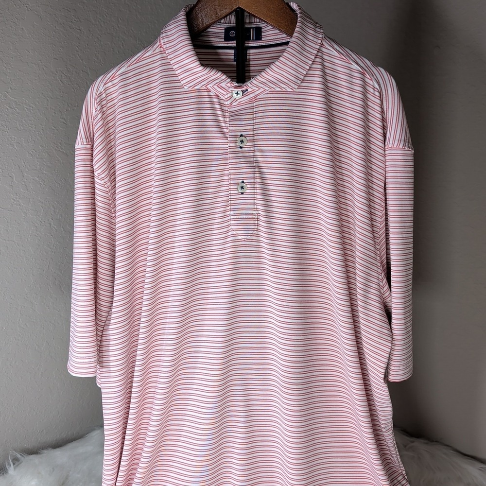 Stitch Golf Polo Striped Shirt Size Large Golf Preppy Sports Classic